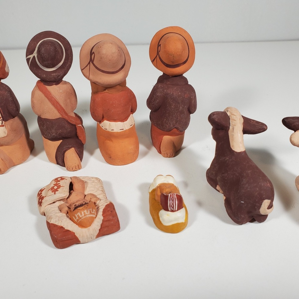 Peruvian Nativity 3" Figurines Hand Painted Clay Pottery Mini Folk Art Andean - Picture 8 of 10